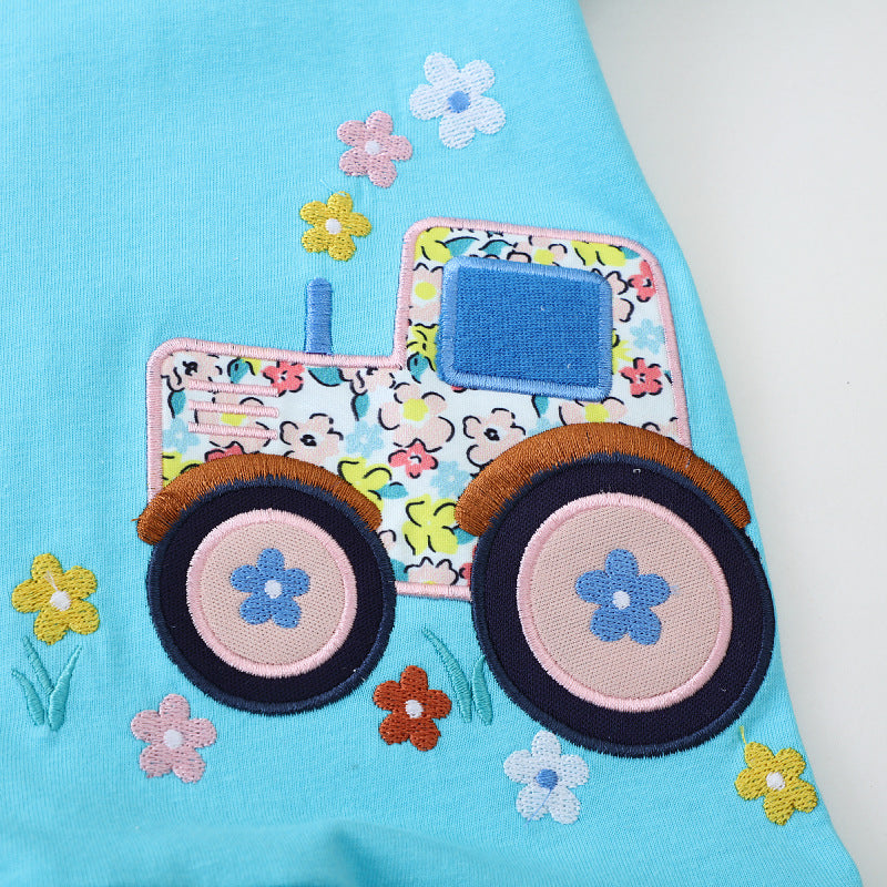 Mädchen Tüllkleid mit verspieltem Lama- und Traktor-Design