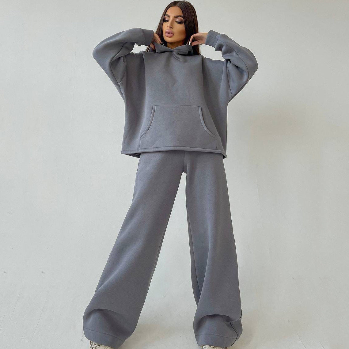 Damen nan weiches Oversize Hoodie mit weitem Schlag Jogginghose Set