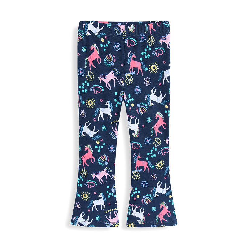 Mädchen Leggings mit verspieltem Einhorn- und Blütenmuster