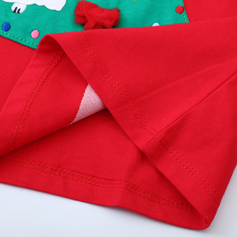 Mädchen Langarmkleid mit festlichem Weihnachtsbaum-Motiv
