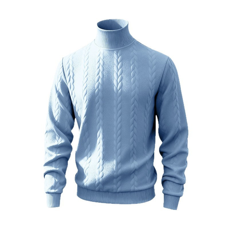 Herren nan feiner Zopfmuster-Rollkragenpullover mit schmaler Passform, geripptem Kragen und elastischen Bündchen