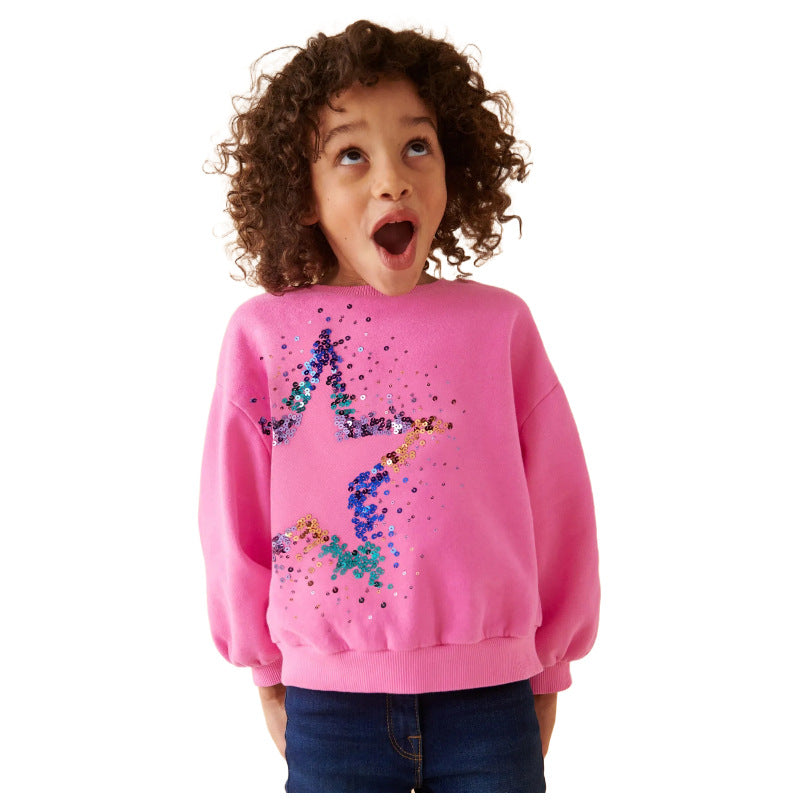 Mädchen Sweatshirt mit glitzerndem Sternenmotiv