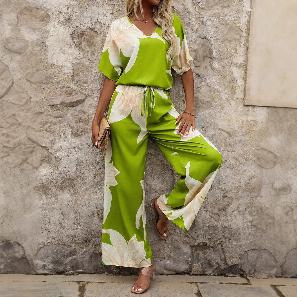 Damen luftiger Hosenanzug mit floralem Print und elastischem Bund Selmira