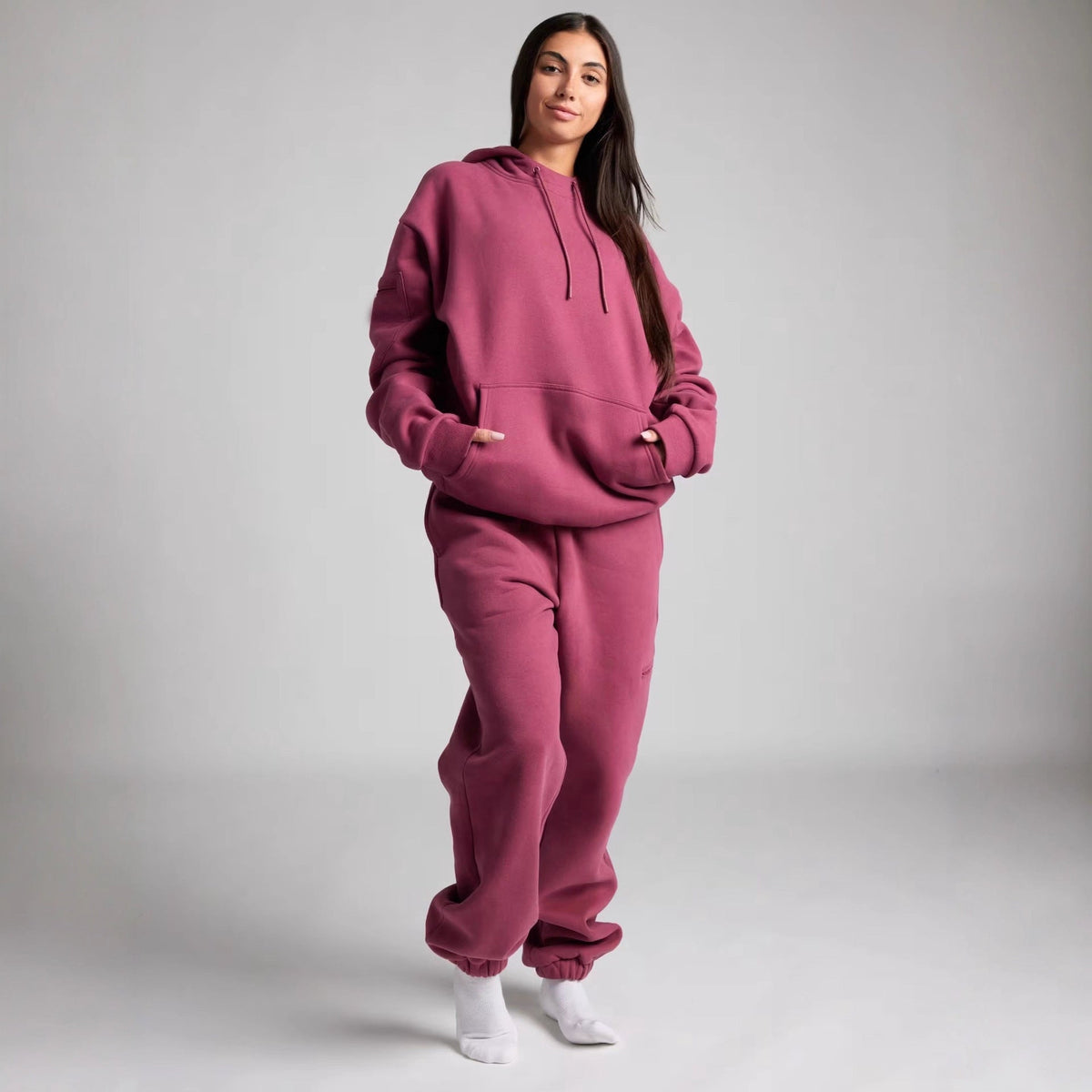 Damen nan Kapuzensweatshirt mit integrierter Schlafblende und weichem Fleece-Innenfutter