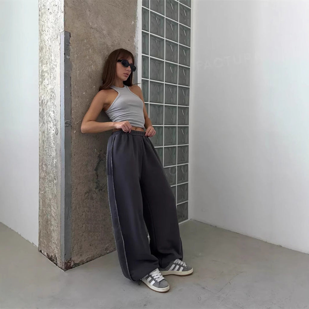 Damen nan weite Lounge-Jogginghose mit elastischem Komfortbund und seitlichen Eingrifftaschen