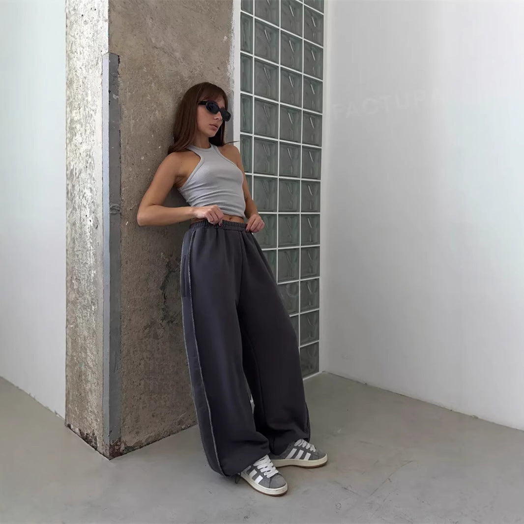 Damen nan weite Lounge-Jogginghose mit elastischem Komfortbund und seitlichen Eingrifftaschen