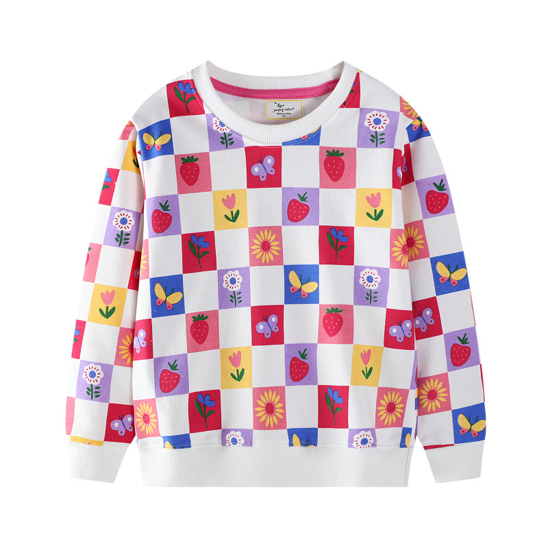 Mädchen Sweatshirt mit buntem Blumen- und Fruchtmuster