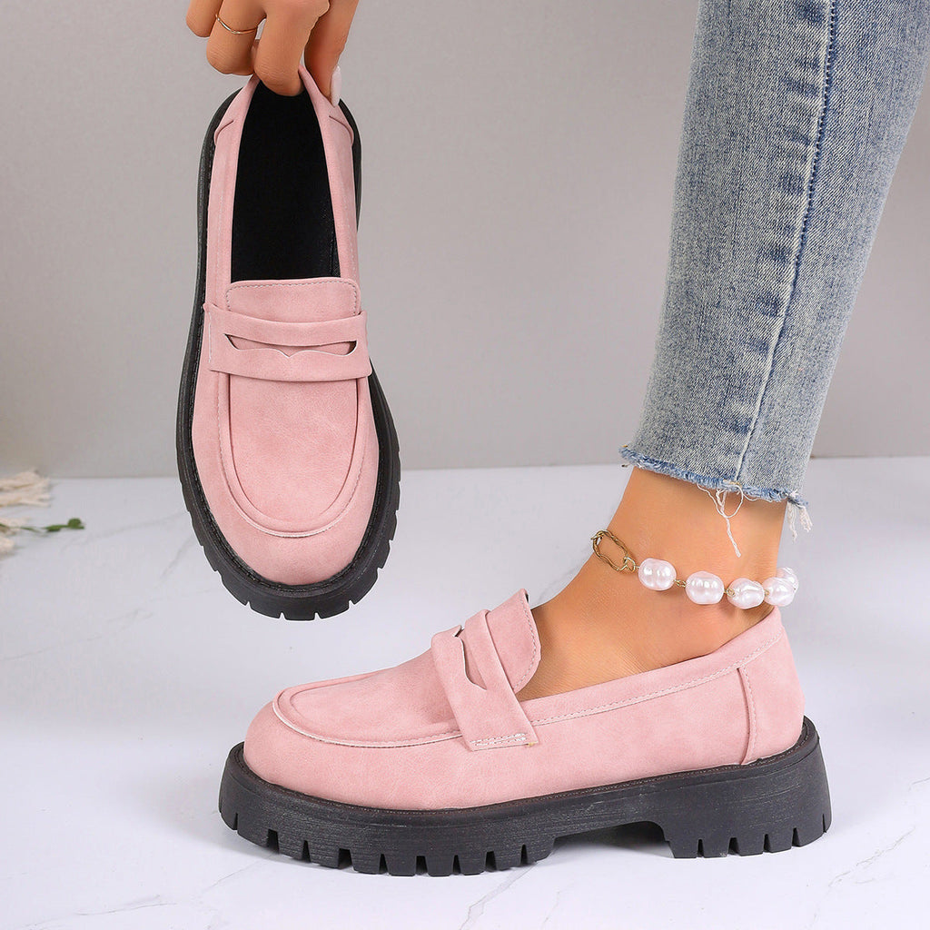 Damen nan Plateau-Loafer mit Profilsohle und Velourslederoptik