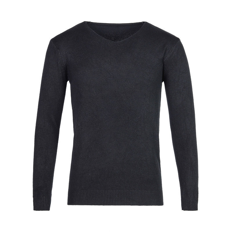 Herren nan feiner V-Ausschnitt-Pullover aus Baumwoll-Merino-Mix mit schmaler Silhouette