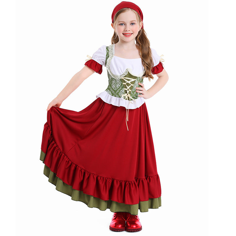 Damen nan traditionelles Trachtenkostüm Dirndl-Set mit geschnürtem Mieder und vollem Stufenrock