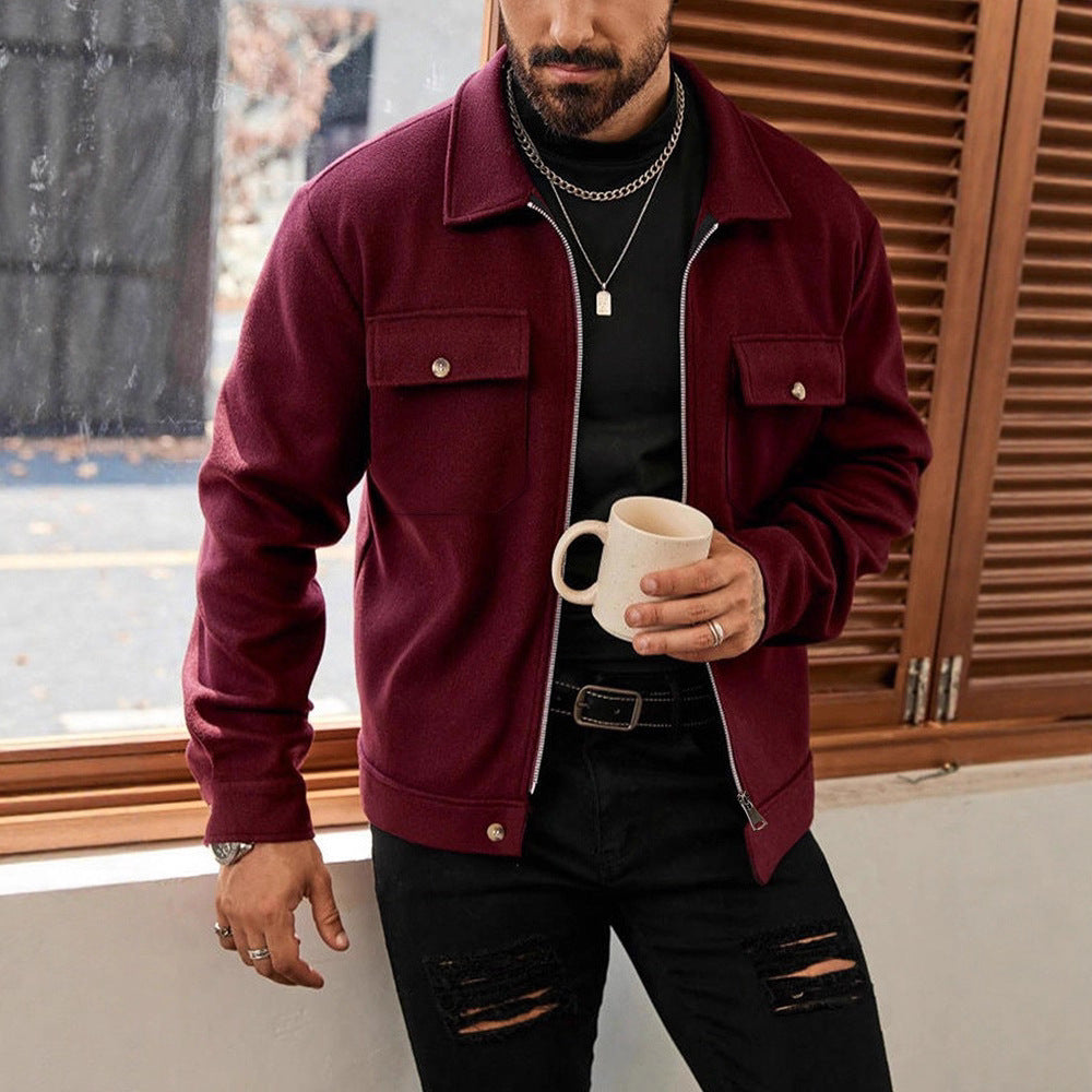 Herren nan CPO-inspiriertes Overshirt-Jacke mit aufgesetzten Brusttaschen und Reißverschluss