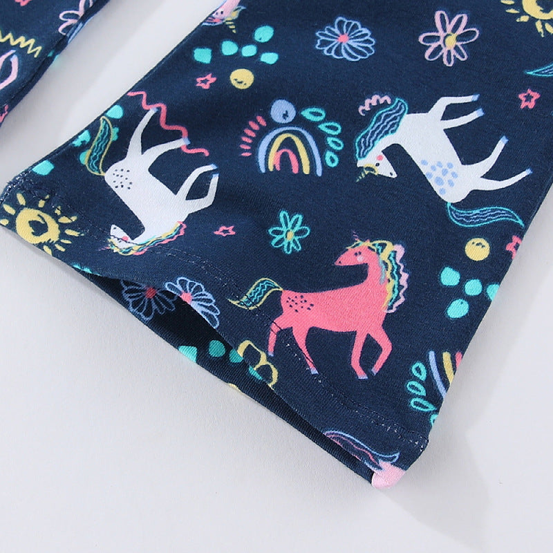 Mädchen Leggings mit verspieltem Einhorn- und Blütenmuster