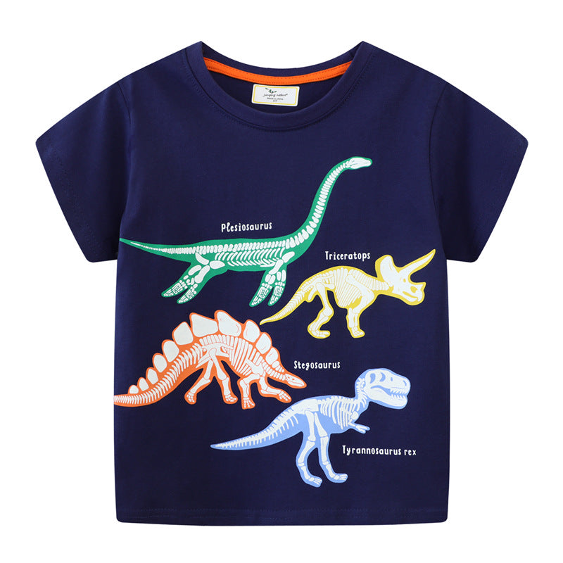 Jungen T-Shirt mit Dinosaurier-Skelett-Motiv