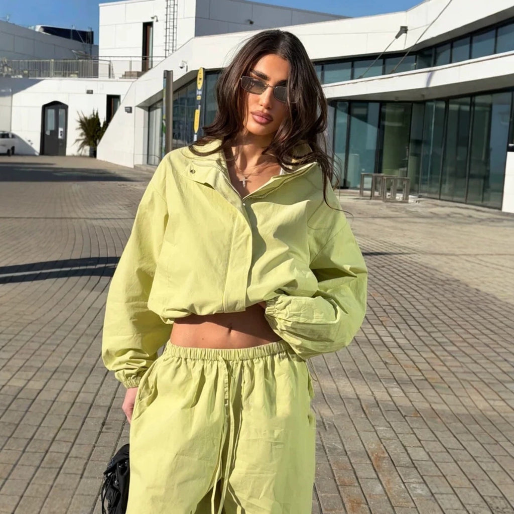 Damen nan lässiges Zweiteiler-Set aus fließendem Stoff mit weitem Bein