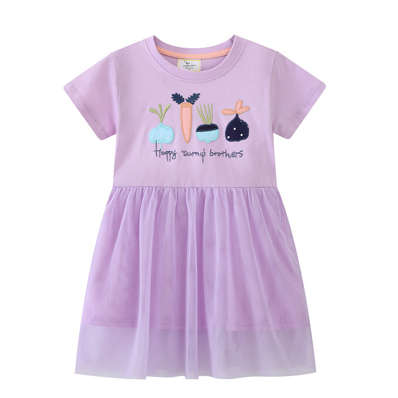 Mädchen Kleid mit floralem Stickdesign und Tüllrock
