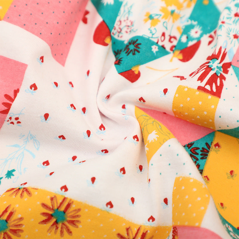 Mädchen Kurzarm Kleid mit fröhlichem Patchwork-Design