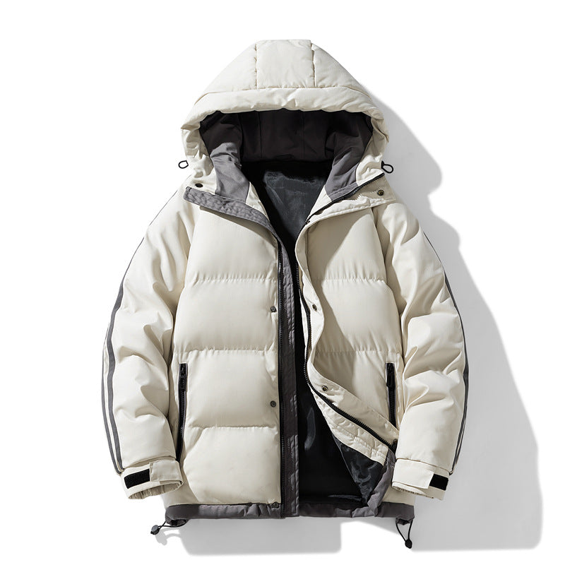 Herren nan gesteppte Kapuzen-Winterjacke mit Thermofutter, seitlichen Kontraststreifen und winddichter Außenhülle
