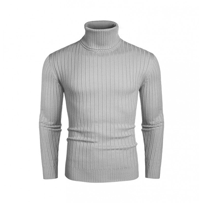 Herren nan gerippter Feinstrick-Rollkragenpullover Slim Fit