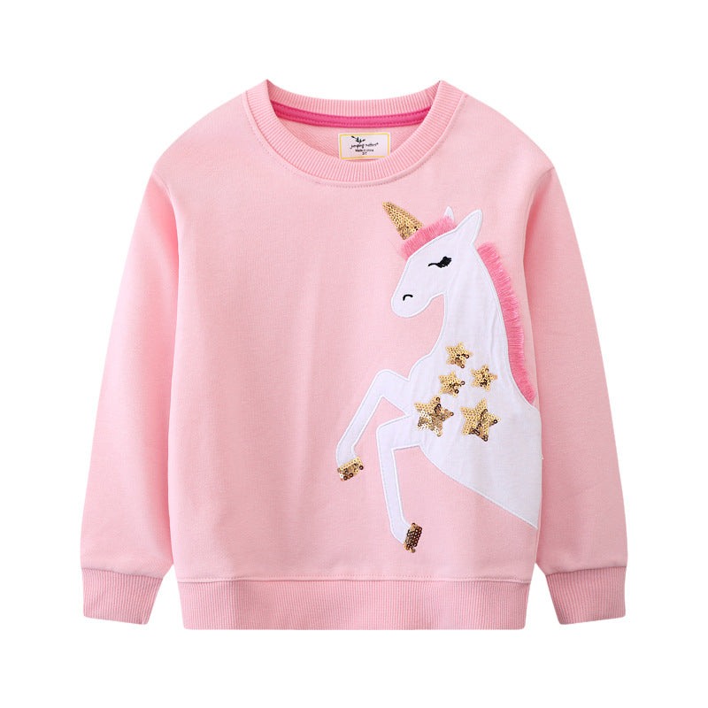 Mädchen Sweatshirt mit glitzerndem Einhornmotiv