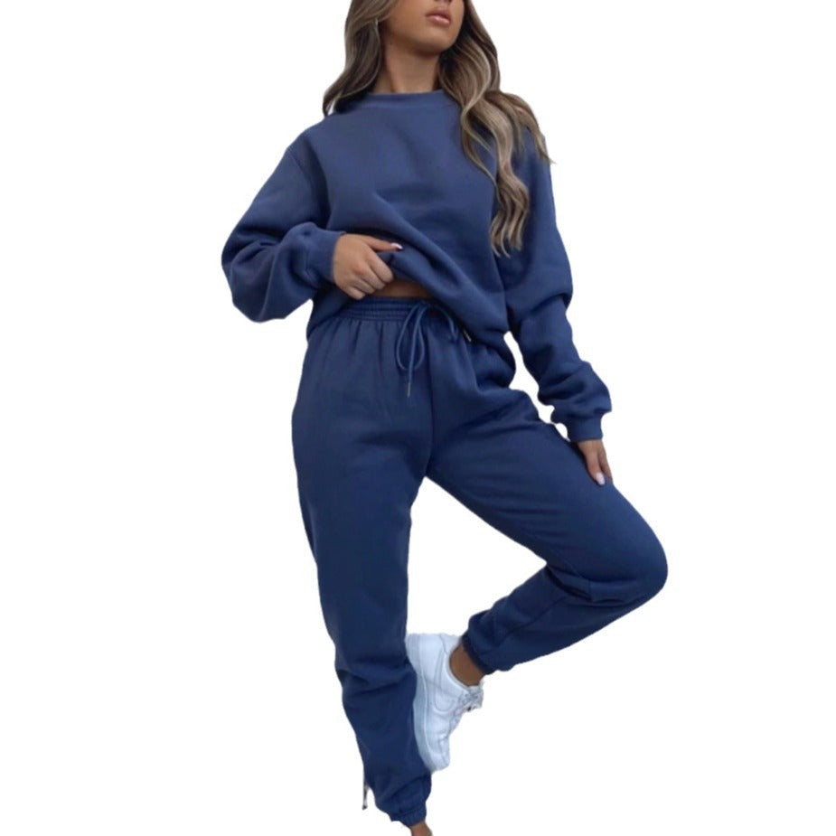 Damen nan weit geschnittenes Fleece-Freizeitset mit Sweatshirt und Jogginghose