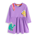 Mädchen Freizeitkleid mit lustigen Dinosaurier-Applikationen