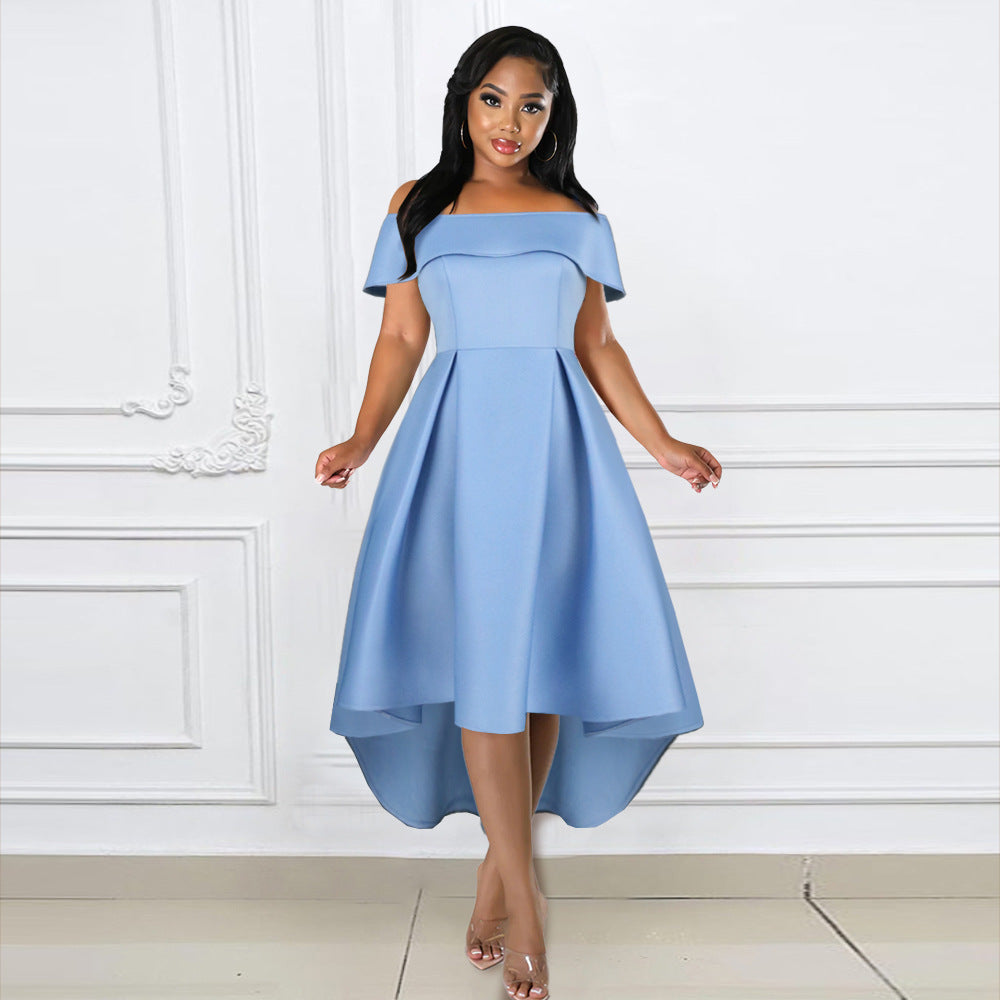 Damen Cocktailkleid mit schickem Off-Shoulder Design und asymmetrischem Saum Selmira