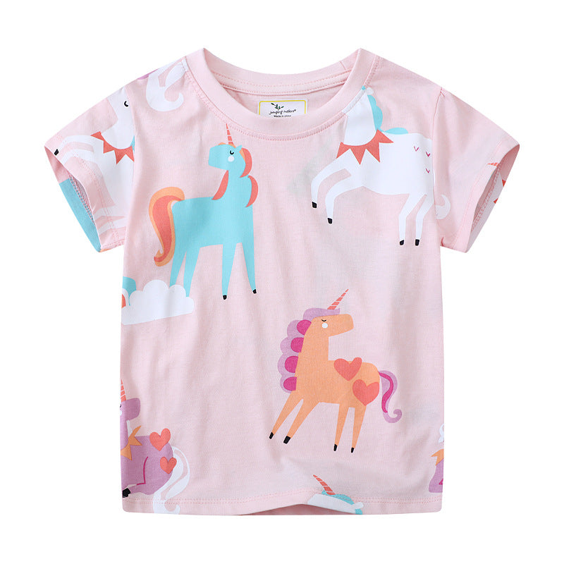 Mädchen T-Shirt mit buntem Einhorn-Design