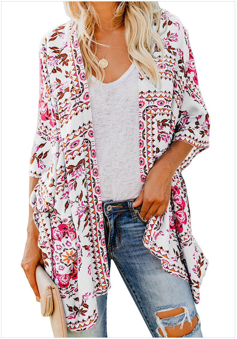 Damen luftiger Kimono mit floralem Muster und weitem Schnitt Selmira