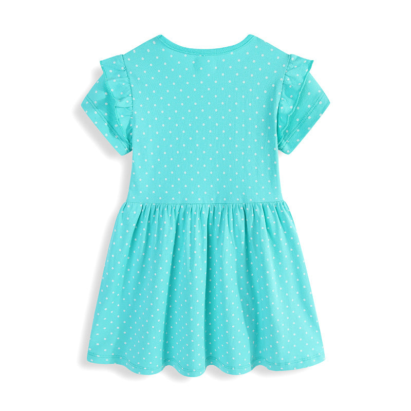 Mädchen Kurzarm Kleid mit verspieltem Hasen- und Blumenmotiv