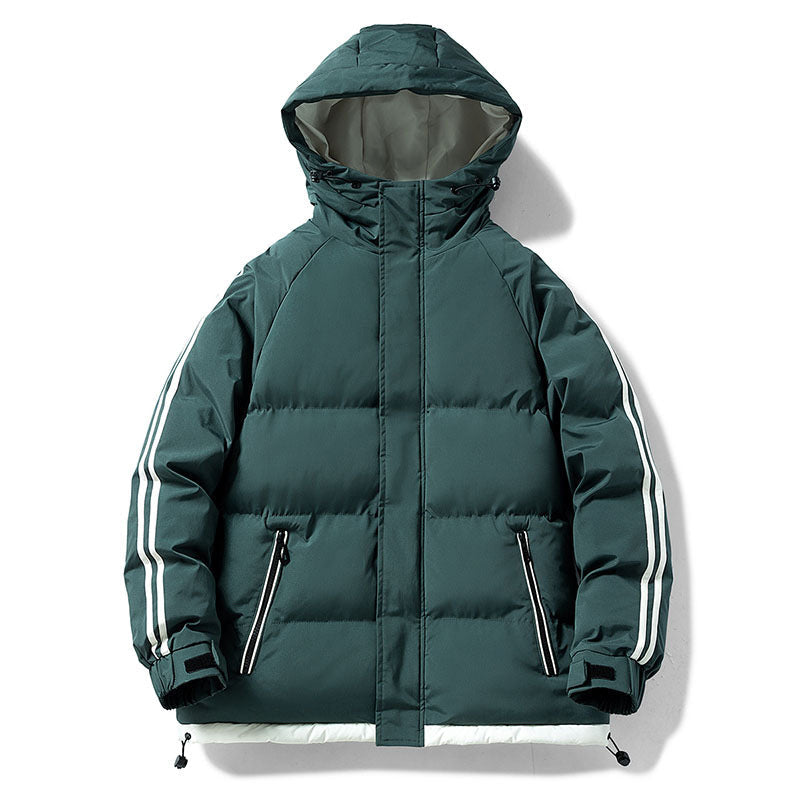 Herren nan gesteppte Kapuzen-Winterjacke mit Thermofutter, seitlichen Kontraststreifen und winddichter Außenhülle