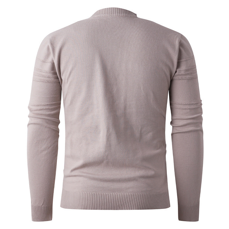 Herren nan Feinstrick-Pullover Rundhals mit geprägter Streifenstruktur und schmaler Silhouette