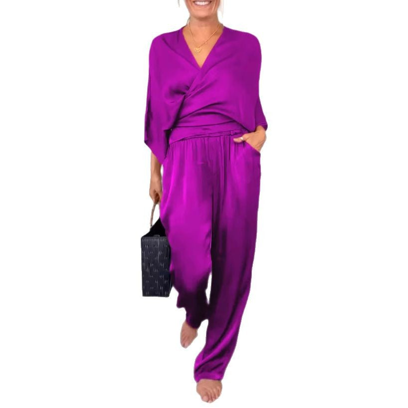 Damen elegantes und bequemes Satin-Hosenanzug Selmira