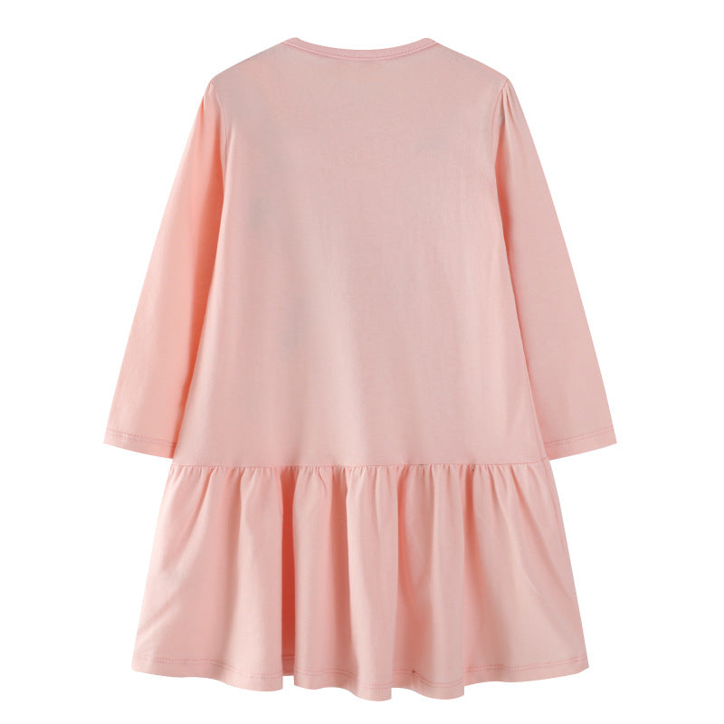 Mädchen Sweatkleid mit buntem Einhorn-Design und Glitzerapplikationen