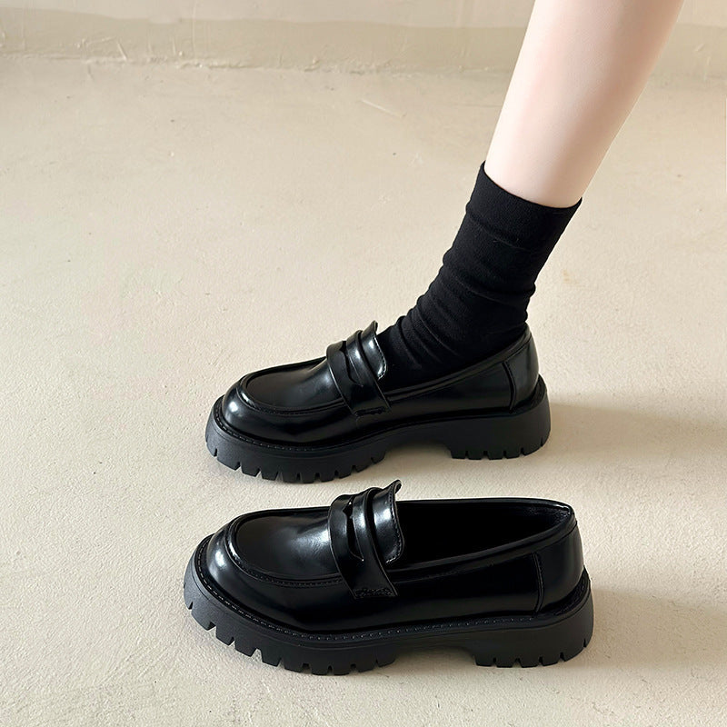 Damen nan Plateau-Loafer mit Profilsohle und Velourslederoptik