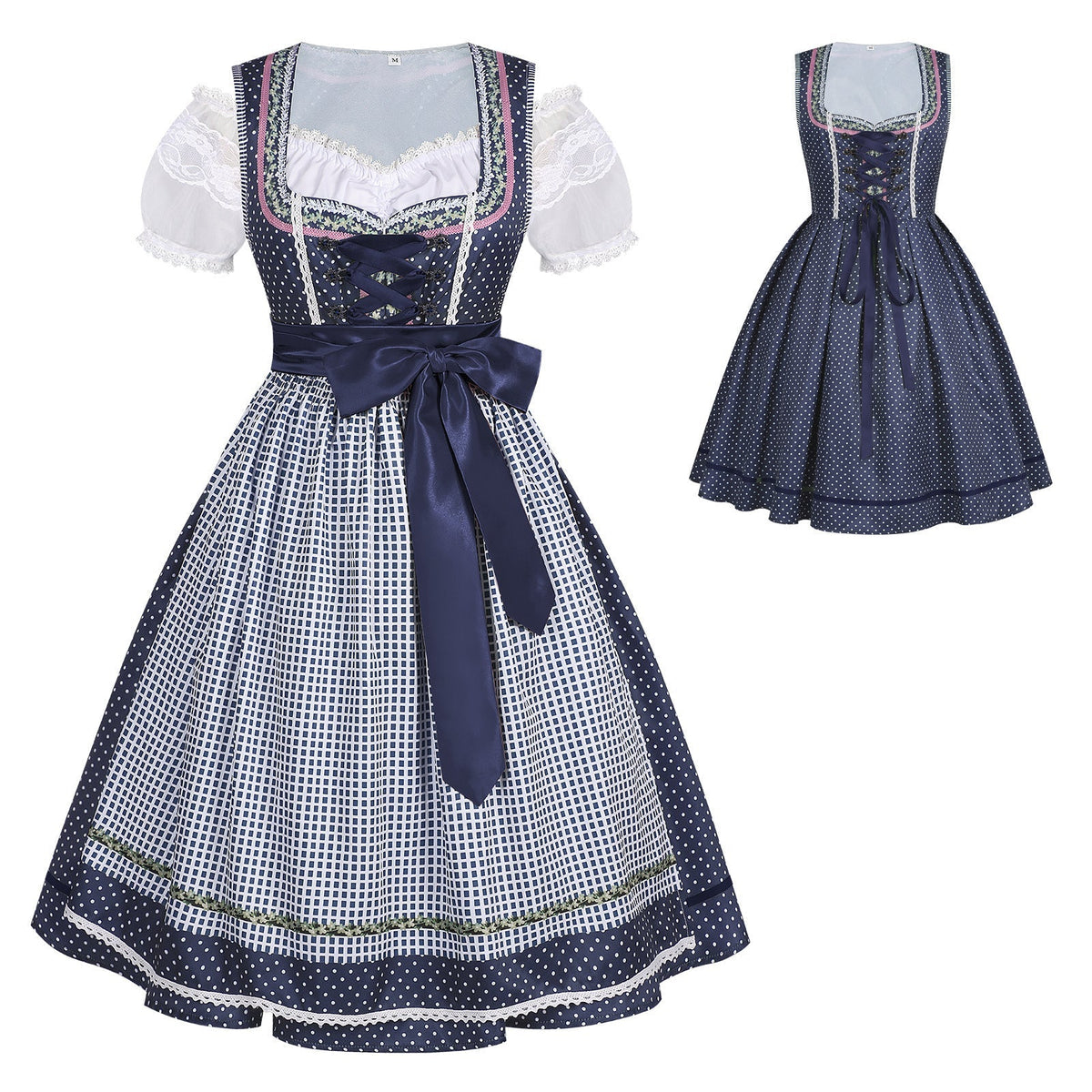 Damen nan traditionelles Dirndlkleid mit Schnürung und abnehmbarer Schürze