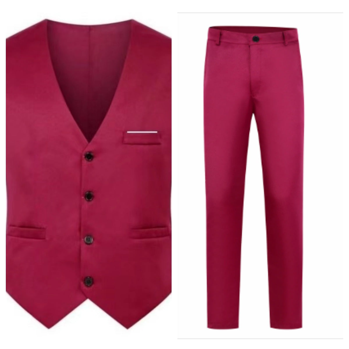 Herren nan elegante Satinweste mit V-Ausschnitt und schmal geschnittene Anzughose