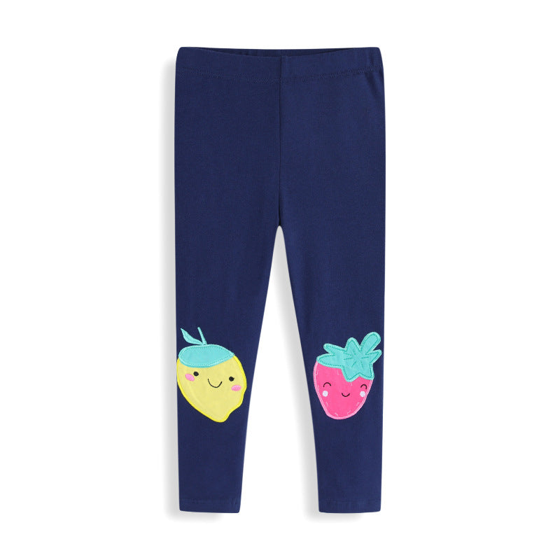 Mädchen Leggings mit fröhlichen Obst-Applikationen