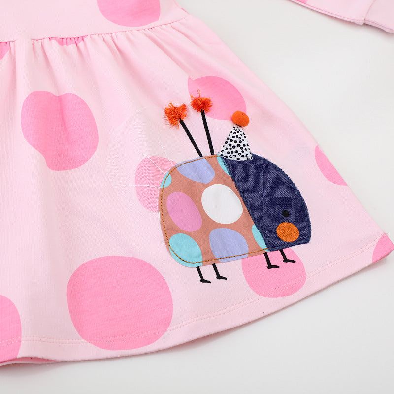 Mädchen Langarmkleid mit lustigem Käfermotiv