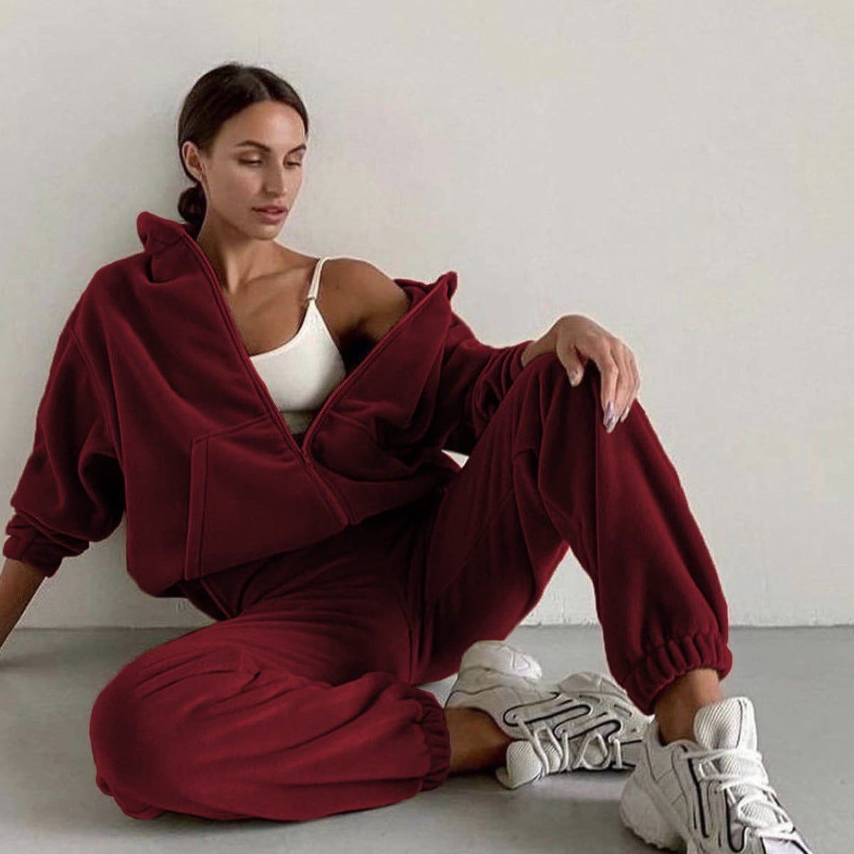 Damen nan oversized Kapuzenpullover-Set mit Cargo-Jogginghose
