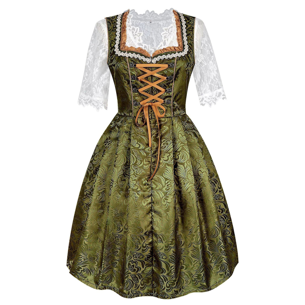 Damen nan traditionelles Dirndlkleid mit Spitzenbluse und bestickter Schürze