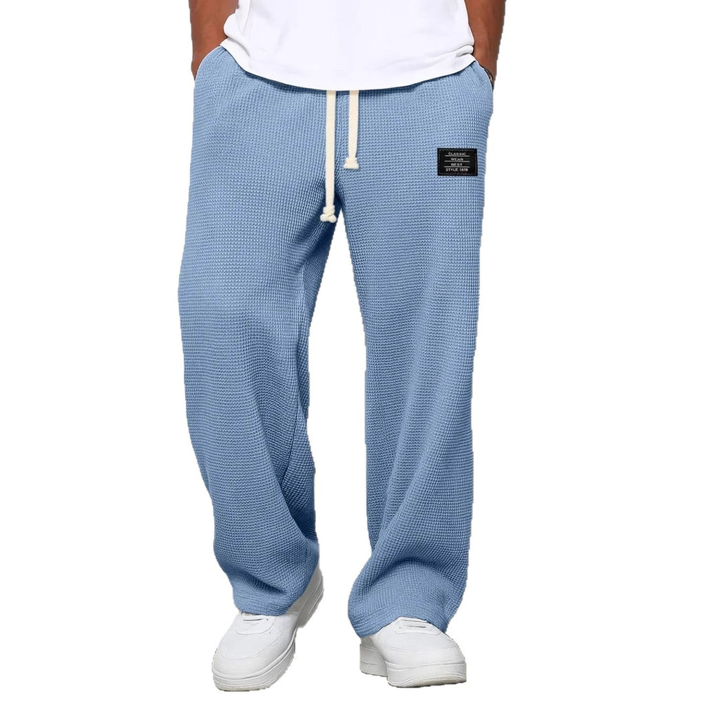 Herren nan lässige Waffelstrick Loungehose mit Kordelzug und geradem Schnitt