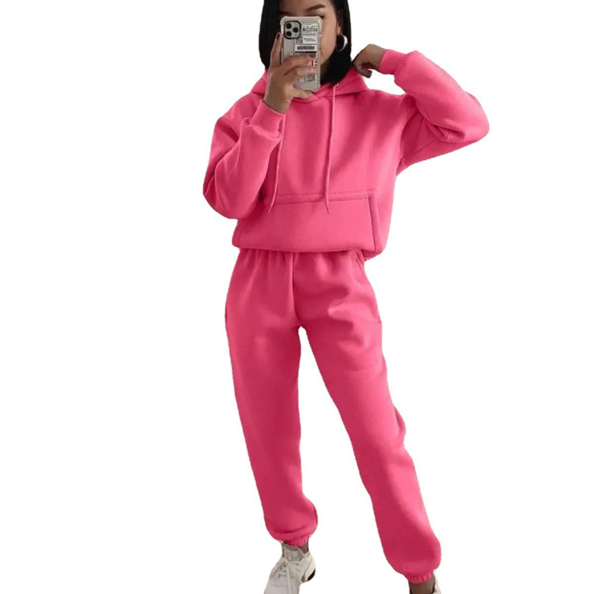Damen nan kuscheliger Oversize-Kapuzenpullover und Highwaist-Jogginghose Set