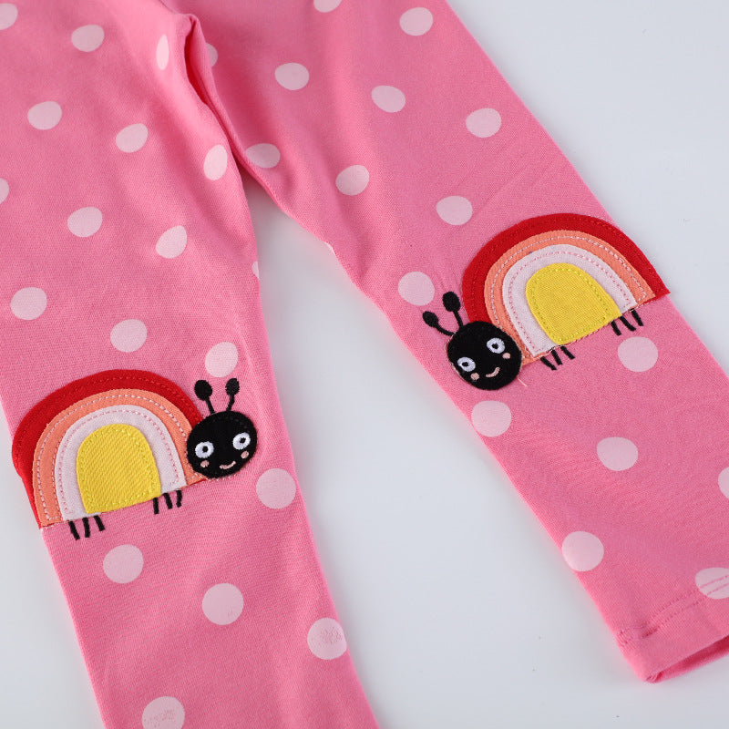 Mädchen Leggings mit fröhlichem Schnecken- und Punkten-Motiv