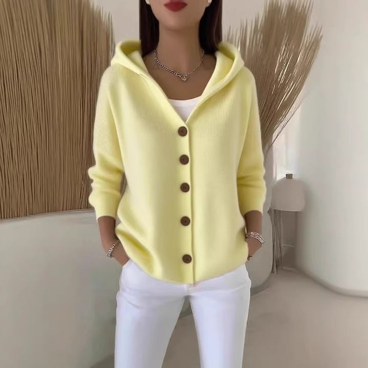 Damen nan Kapuzen-Cardigan mit Knopfleiste und lässiger Oversize-Passform
