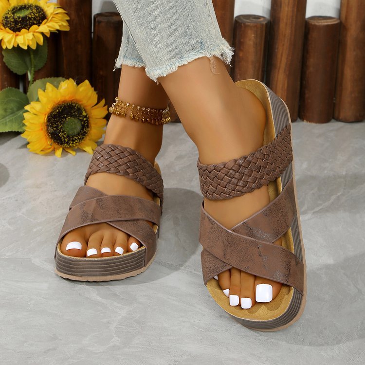 Damen Bequeme Zehentrenner-Sandalen mit geflochtenem Riemendesign und rutschfester Sohle Selmira