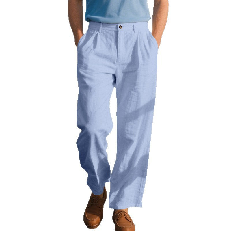 Herren nan elegante Leinenhose mit weitem Bein und Bundfalten