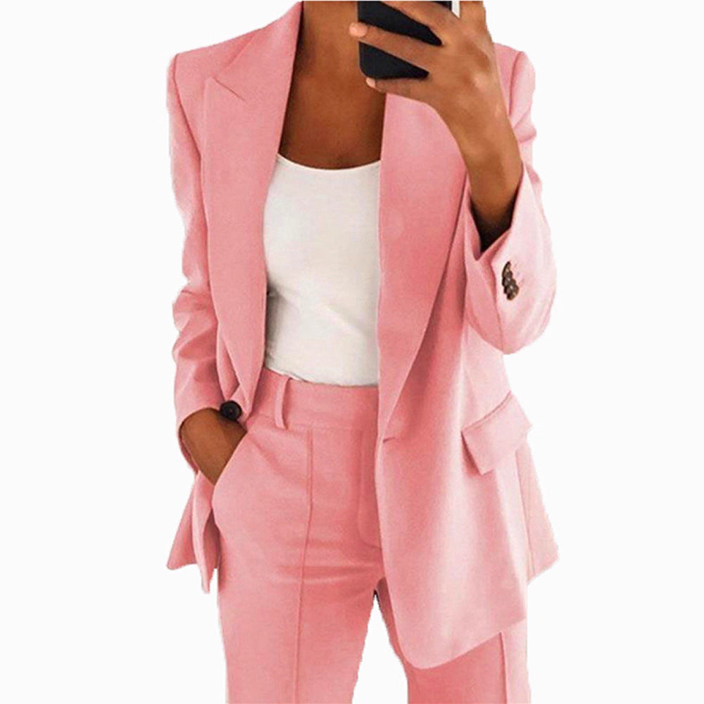 Damen nan taillierter Blazer-Hosen Businessanzug aus Stretchstoff