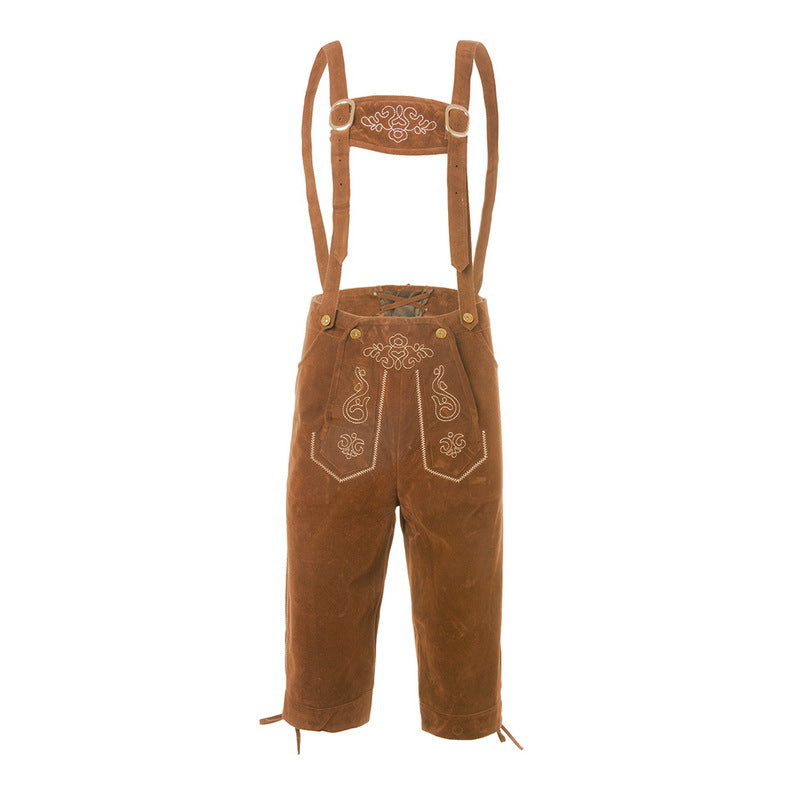 Herren nan traditionelle Wildleder Lederhose mit bestickten Trägern und Kniund