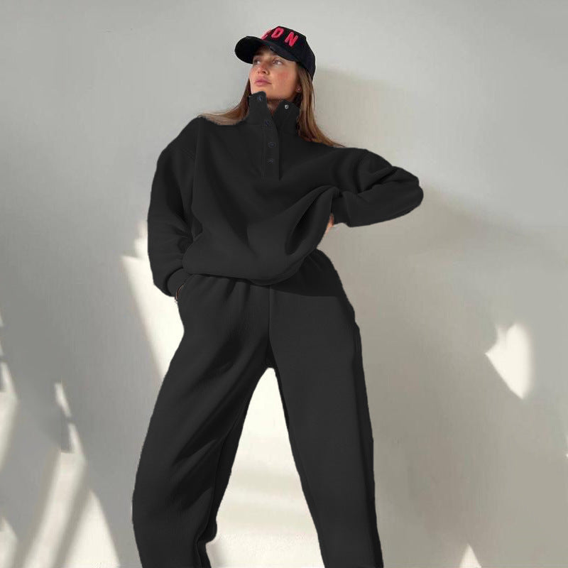 Damen nan kuscheliges Oversize Fleece-Set mit Stehkragen und Jogger