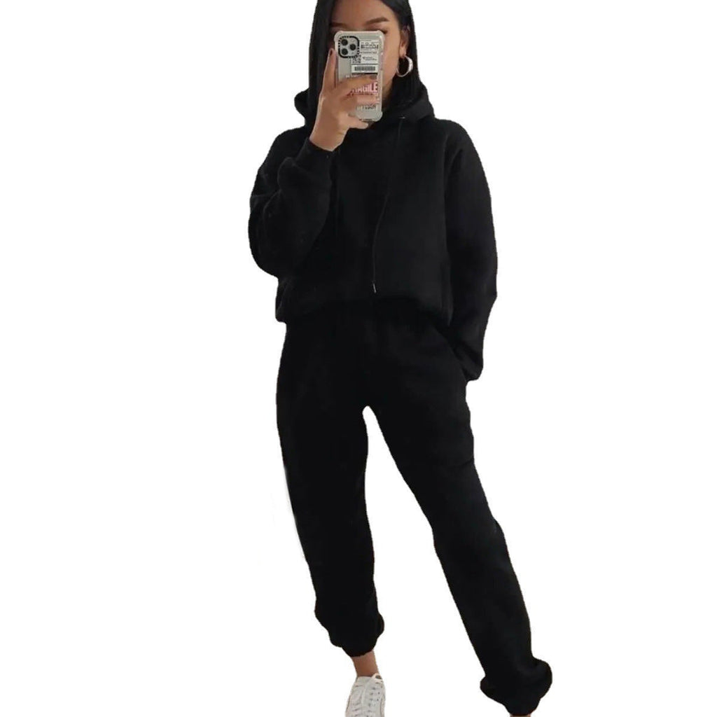 Damen nan kuscheliger Oversize-Kapuzenpullover und Highwaist-Jogginghose Set
